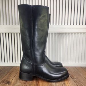 Frye Campus Boots 14L Knee High Women’s Sz 9.5 M Black Leather Riding Square Toe